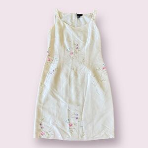Vintage Ann Taylor Silk Embroidered Floral Sheath Dress